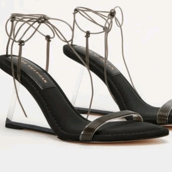 GOOD American Cinder-F*cking-Rella Wedge in Neoprene Black/brown Size 4 - Picture 1 of 10